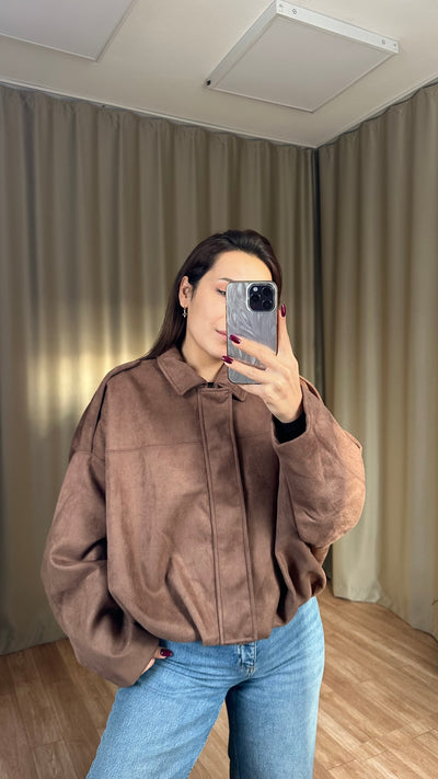 Kahve süet bomber ceket