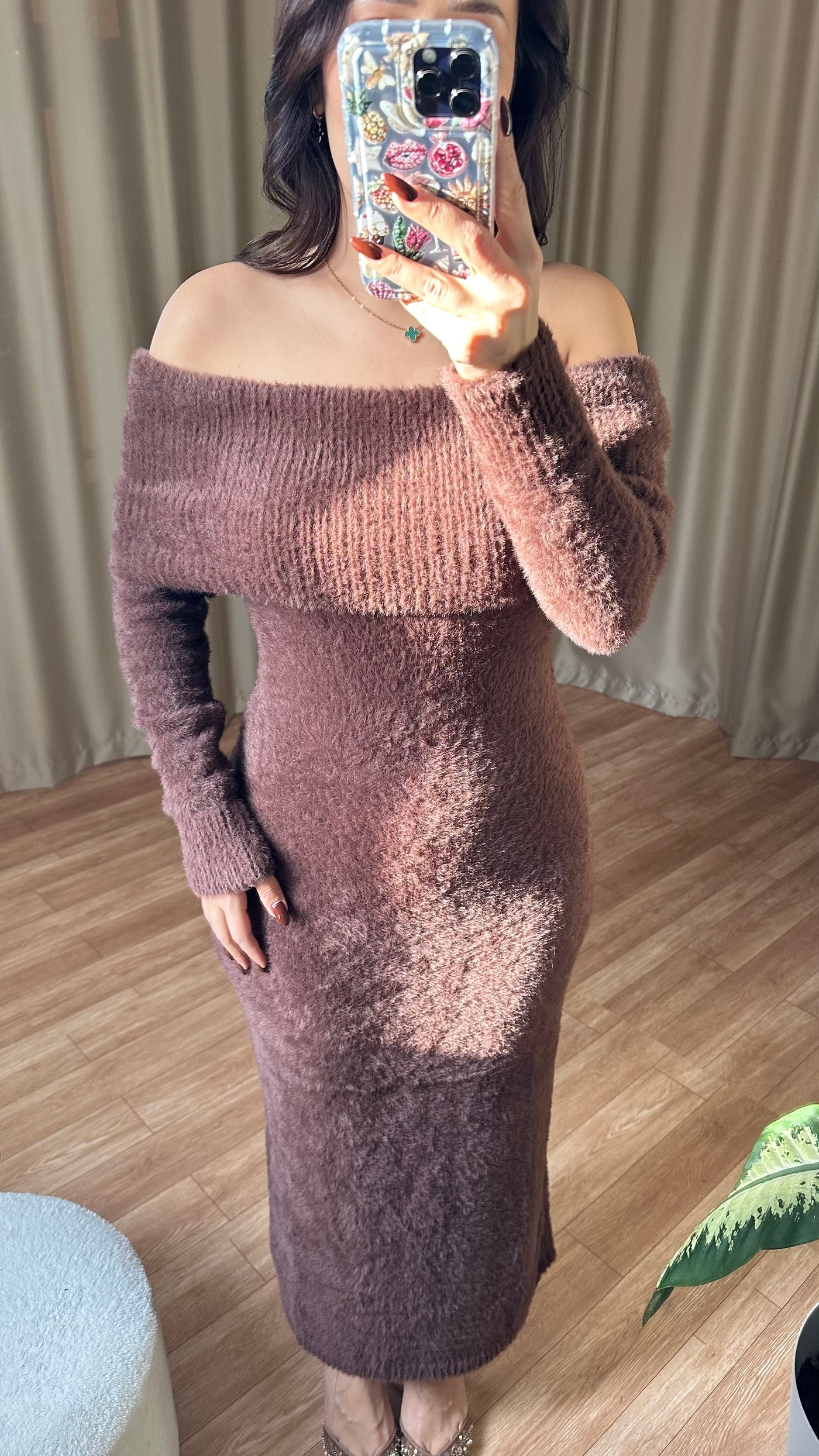 MADONNA YAKA kahve SAKALLI TRİKO ELBİSE - ön sipariş ‼️