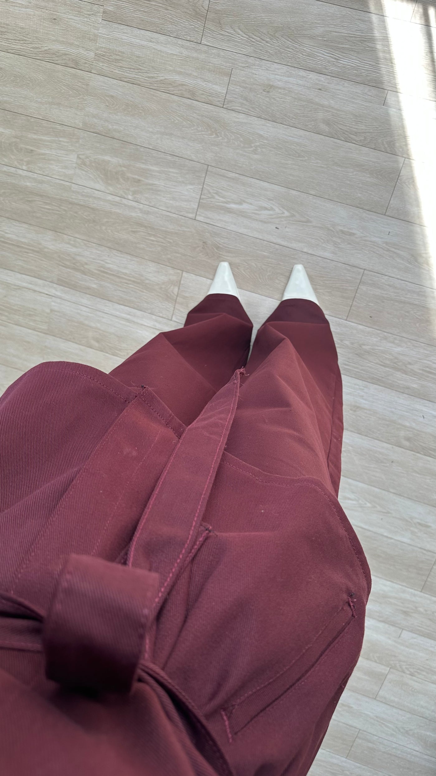 Bordo Kuşaklı Denim Takım