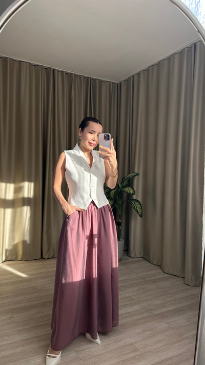 Gül kurusu Beli Lastikli Modal etek