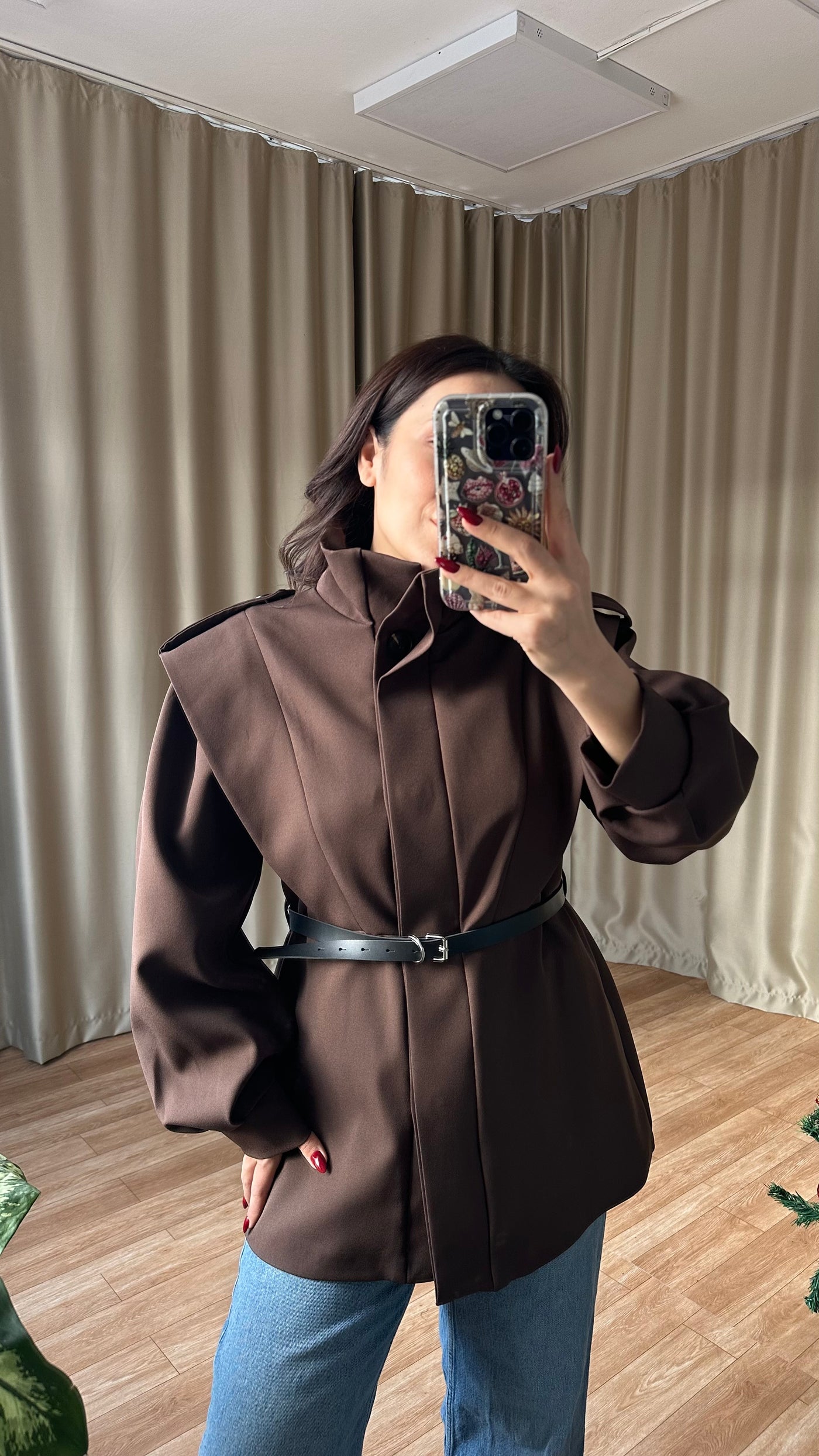 Kahve apoletli ceket