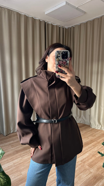 Kahve apoletli ceket