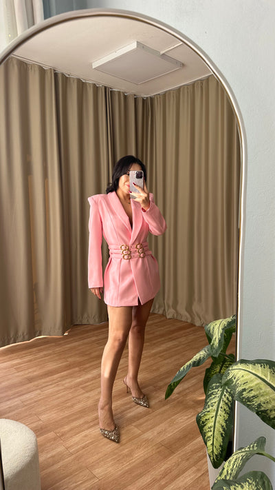 Kendinden kemer detaylı Ceket