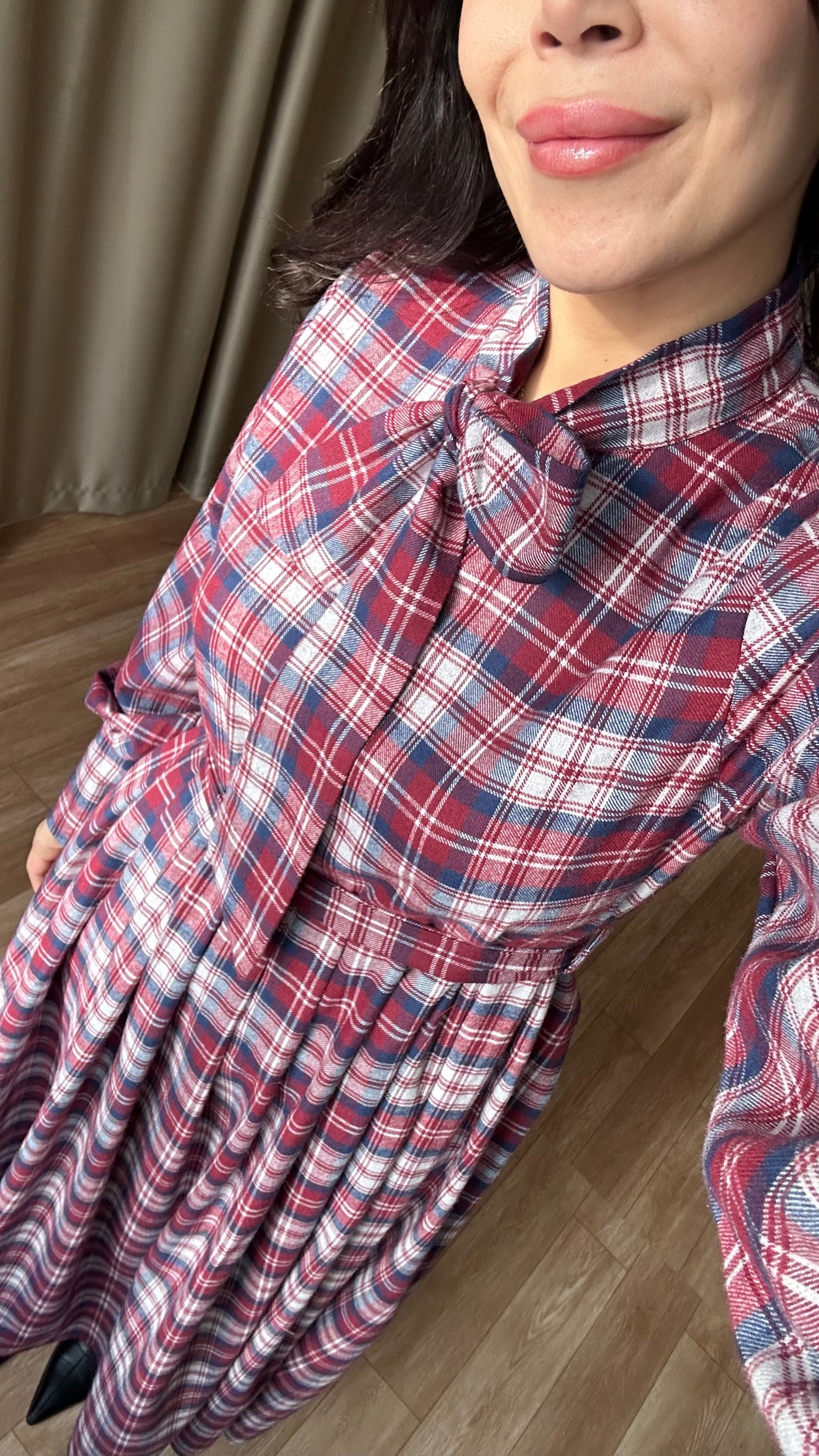 Ekose desenli elbise