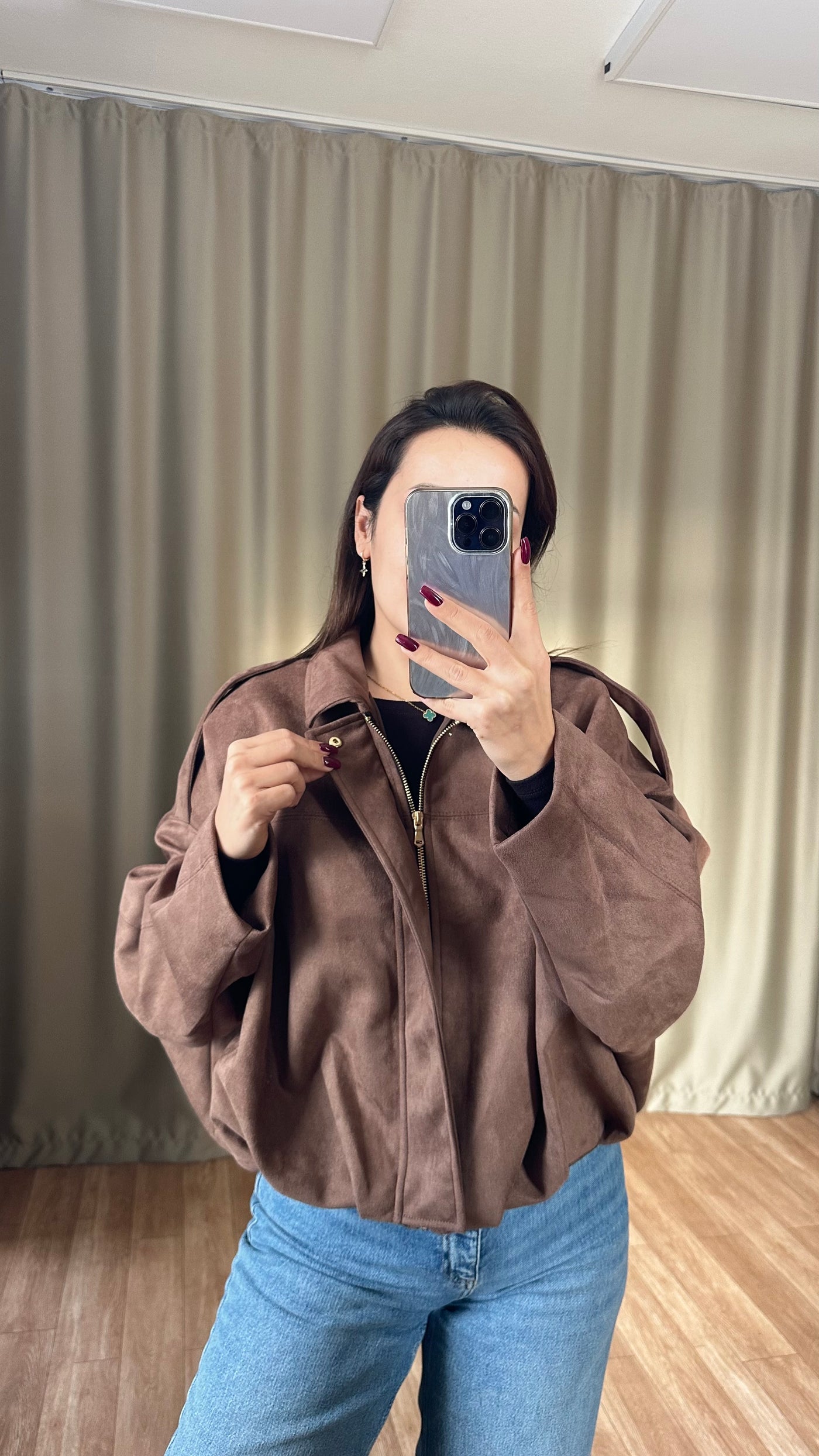 Kahve süet bomber ceket
