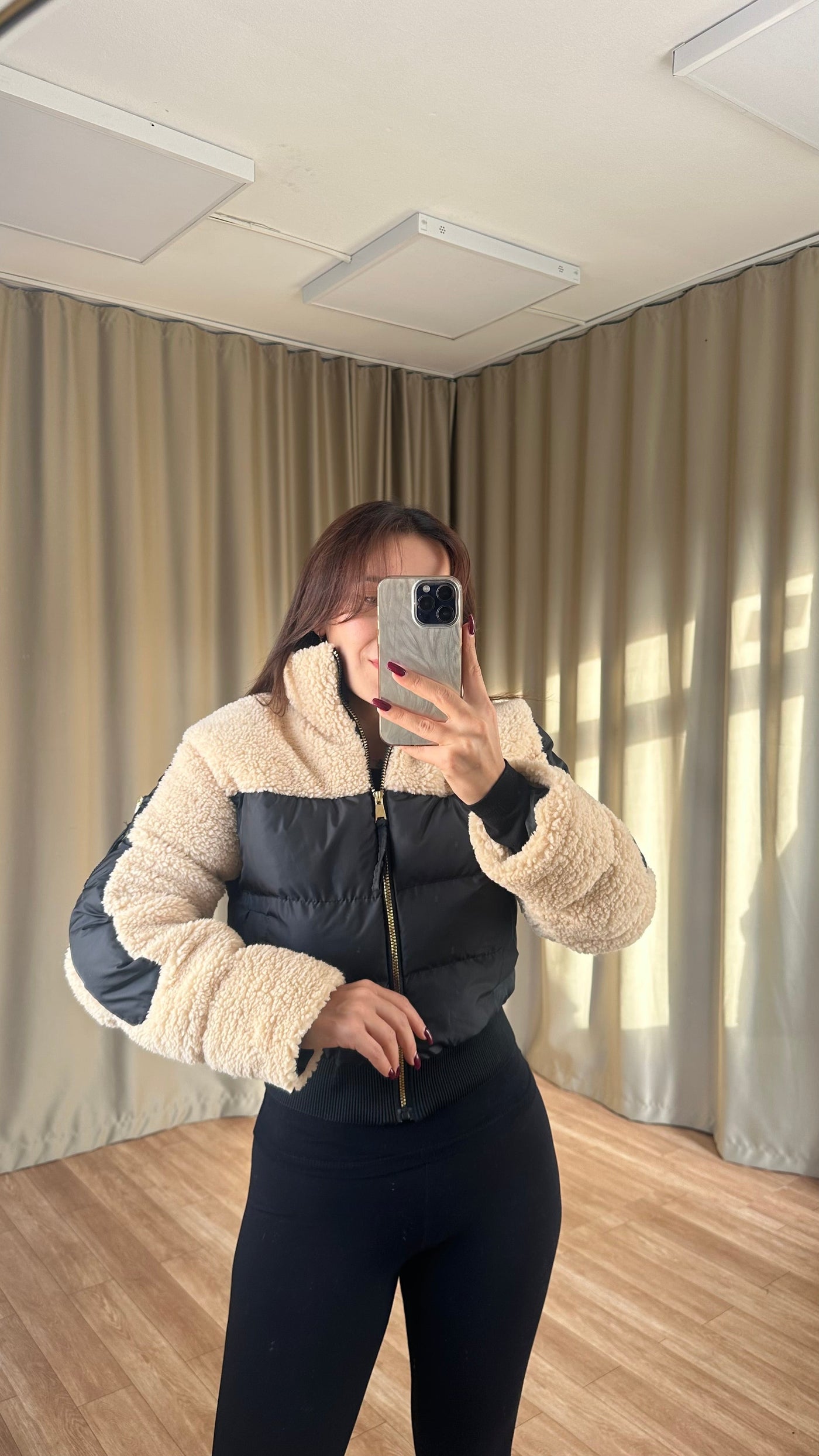 Peluş Teddy detaylı şişme mont