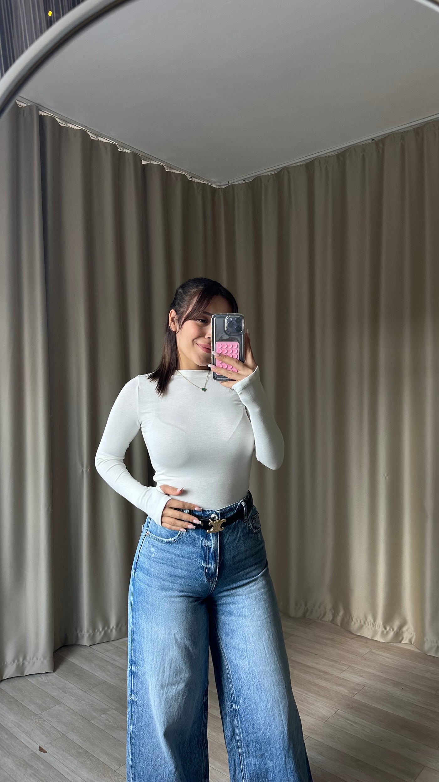 Oys Modal Kumaş Parmak Geçmeli Body beyaz
