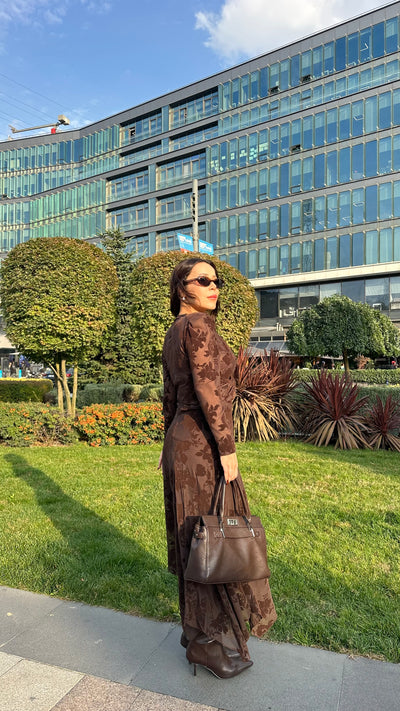 Dantel detaylı kadife baskılı takım