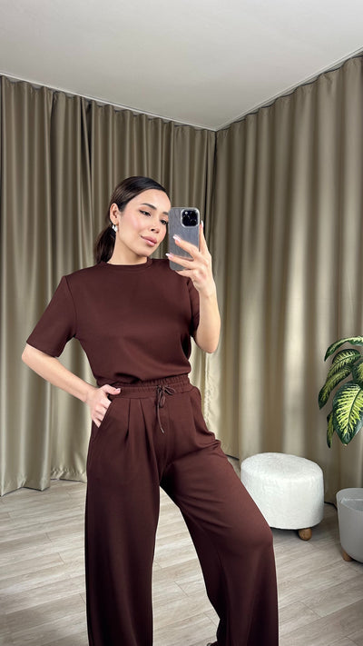 OYSHO KUMAŞ Kahve YARIM KOLLU MODAL TAKIM