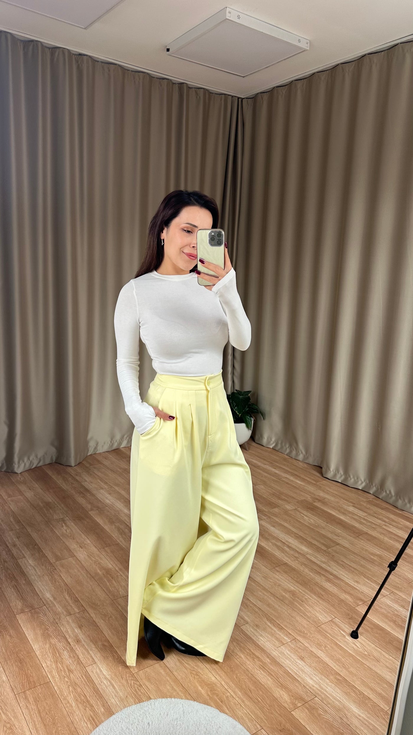 Bebe sarısı palazzo pantolon