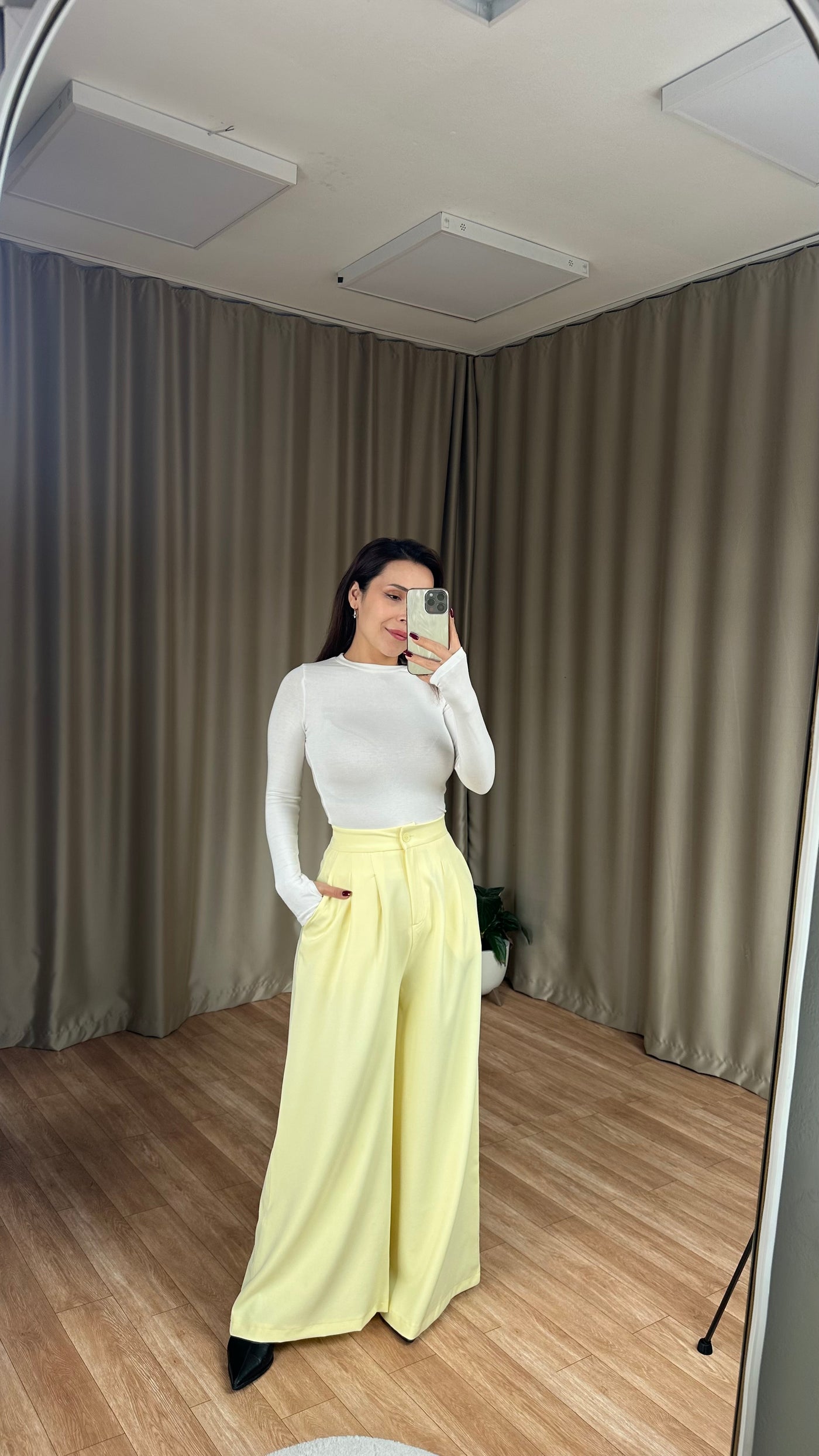 Bebe sarısı palazzo pantolon