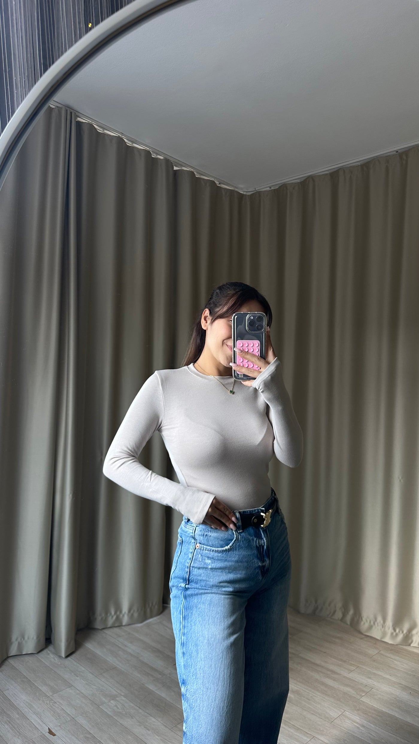 Oys Modal Kumaş Parmak Geçmeli Body krem