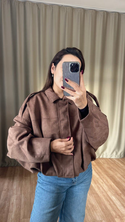 Kahve süet bomber ceket