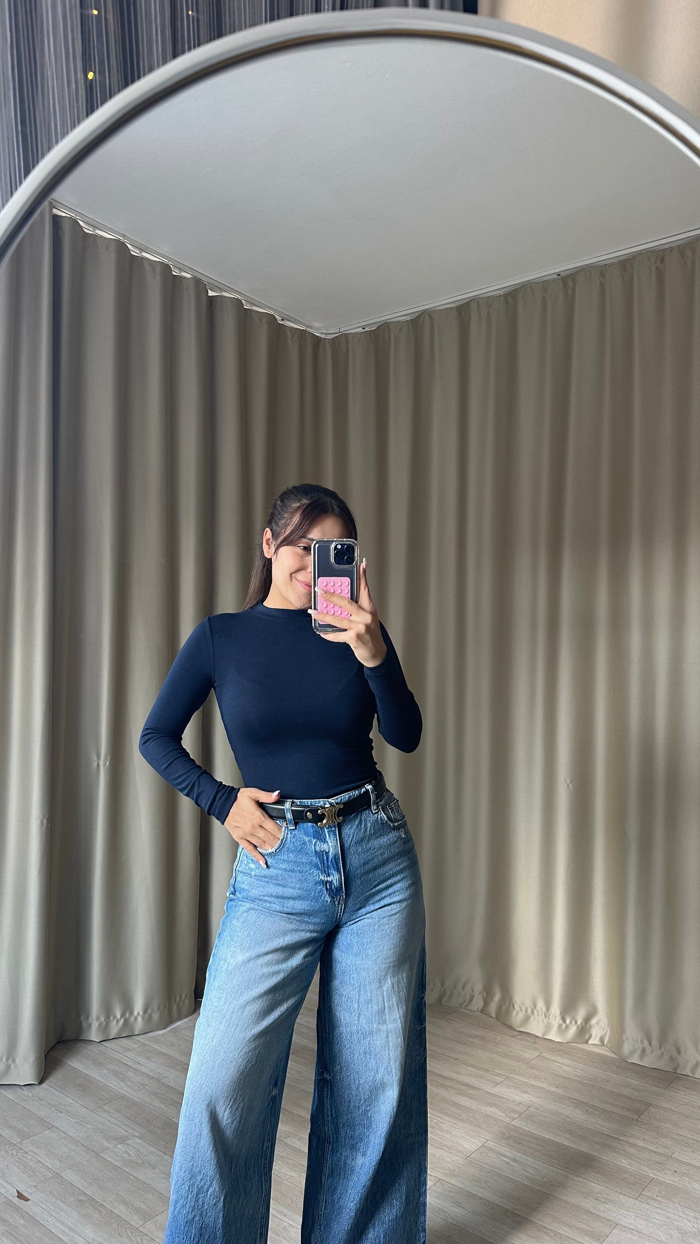 Oys Modal Kumaş Parmak Geçmeli Body lacivert