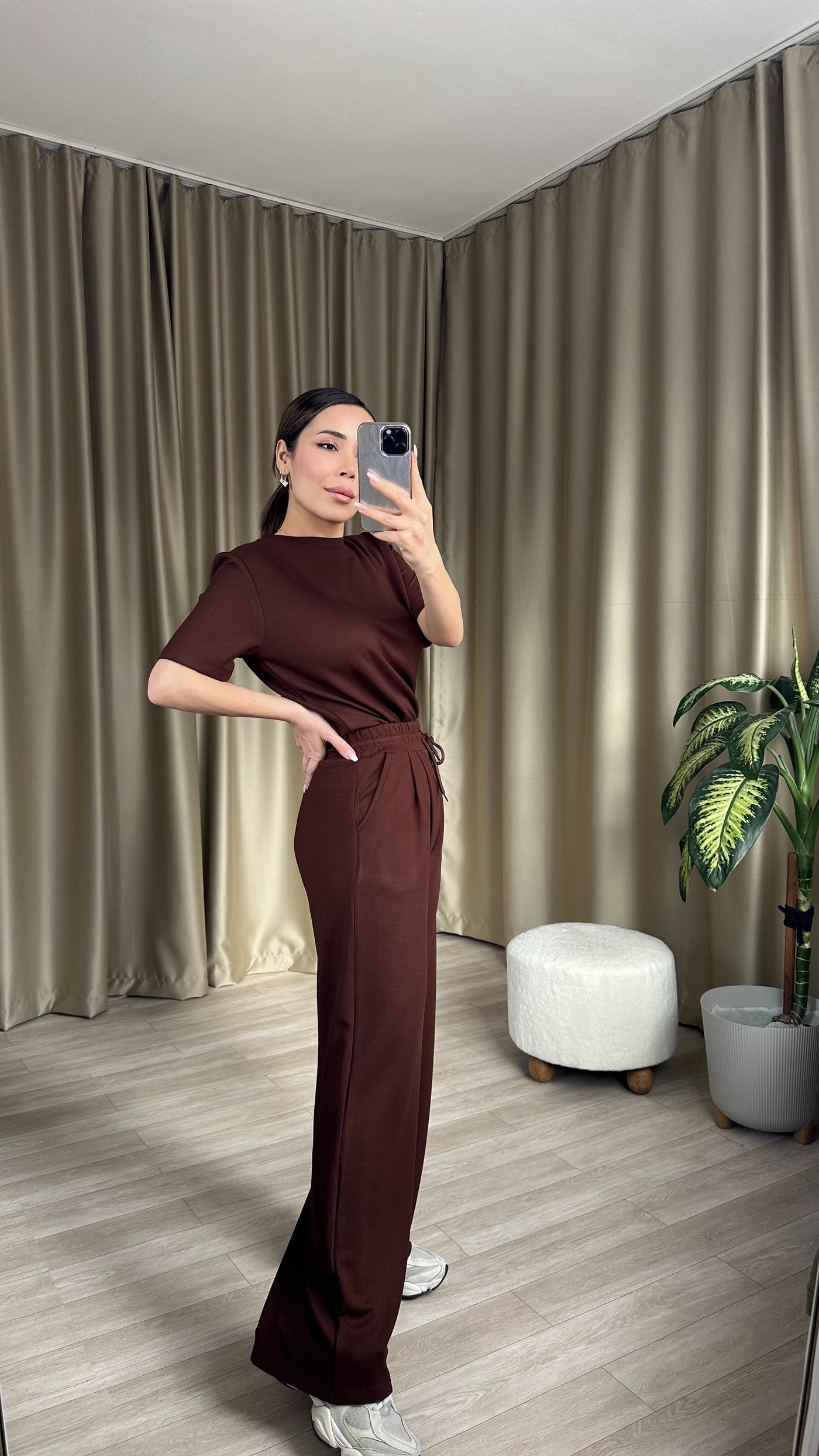 OYSHO KUMAŞ Kahve YARIM KOLLU MODAL TAKIM