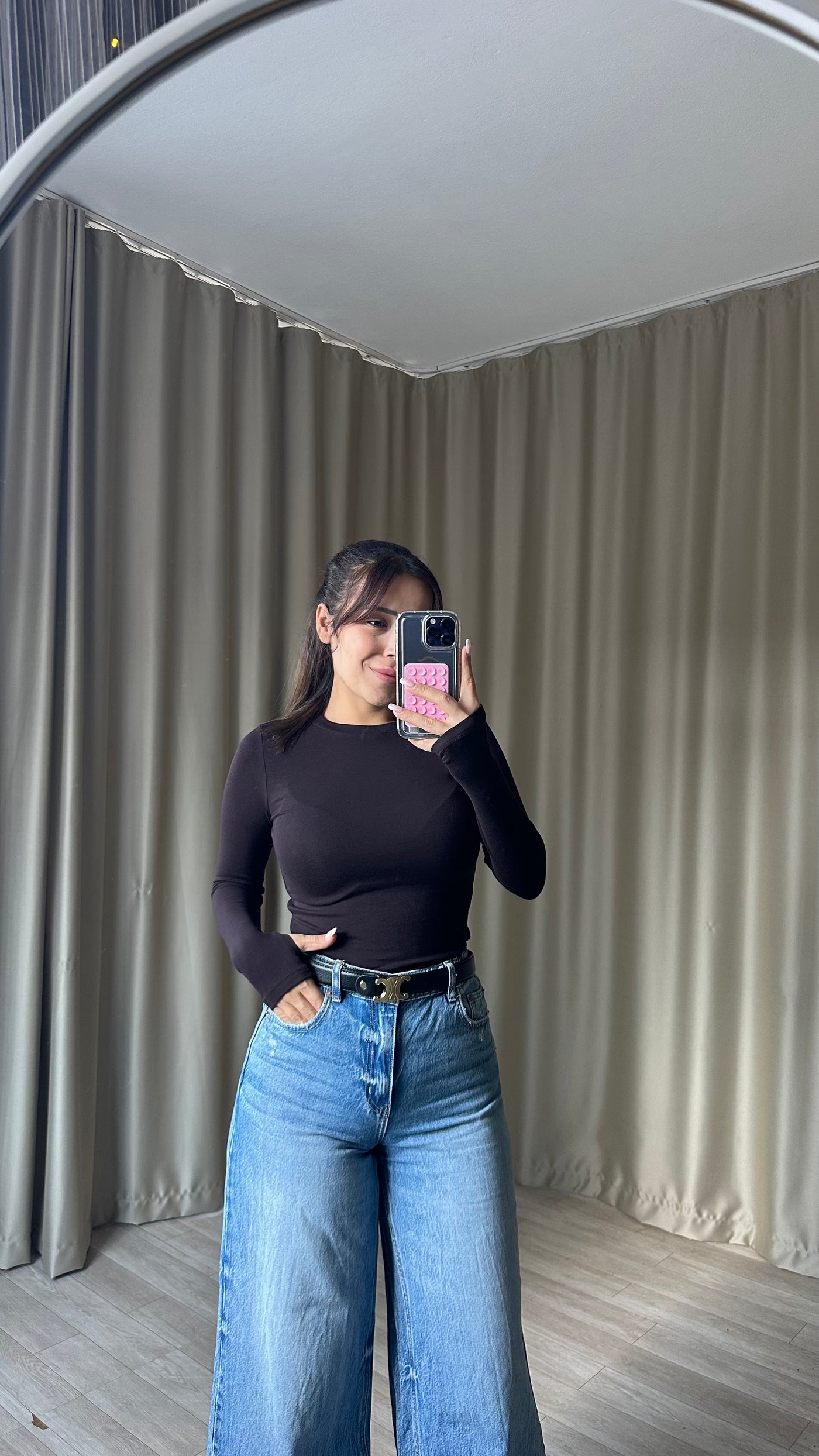 Oys Modal Kumaş Parmak Geçmeli Body acı kahve