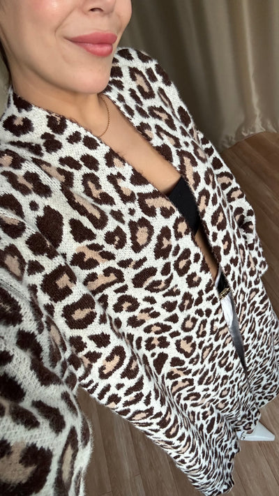 leopar şardonlu Yumoş desenli hırka