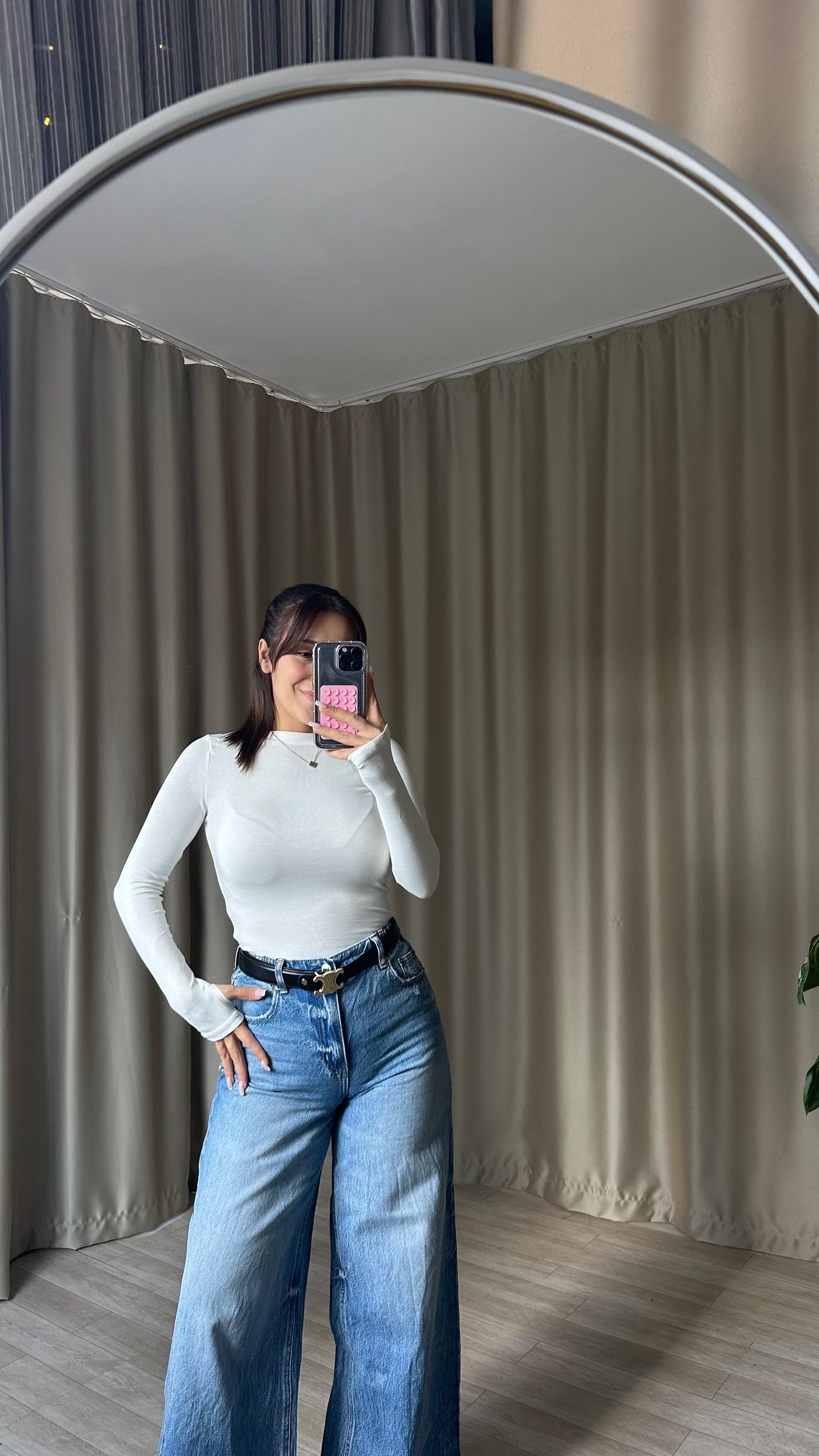 Oys Modal Kumaş Parmak Geçmeli Body beyaz