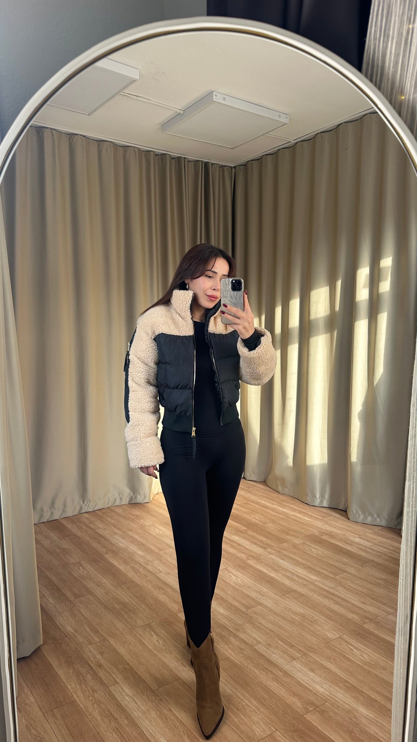 Peluş Teddy detaylı şişme mont