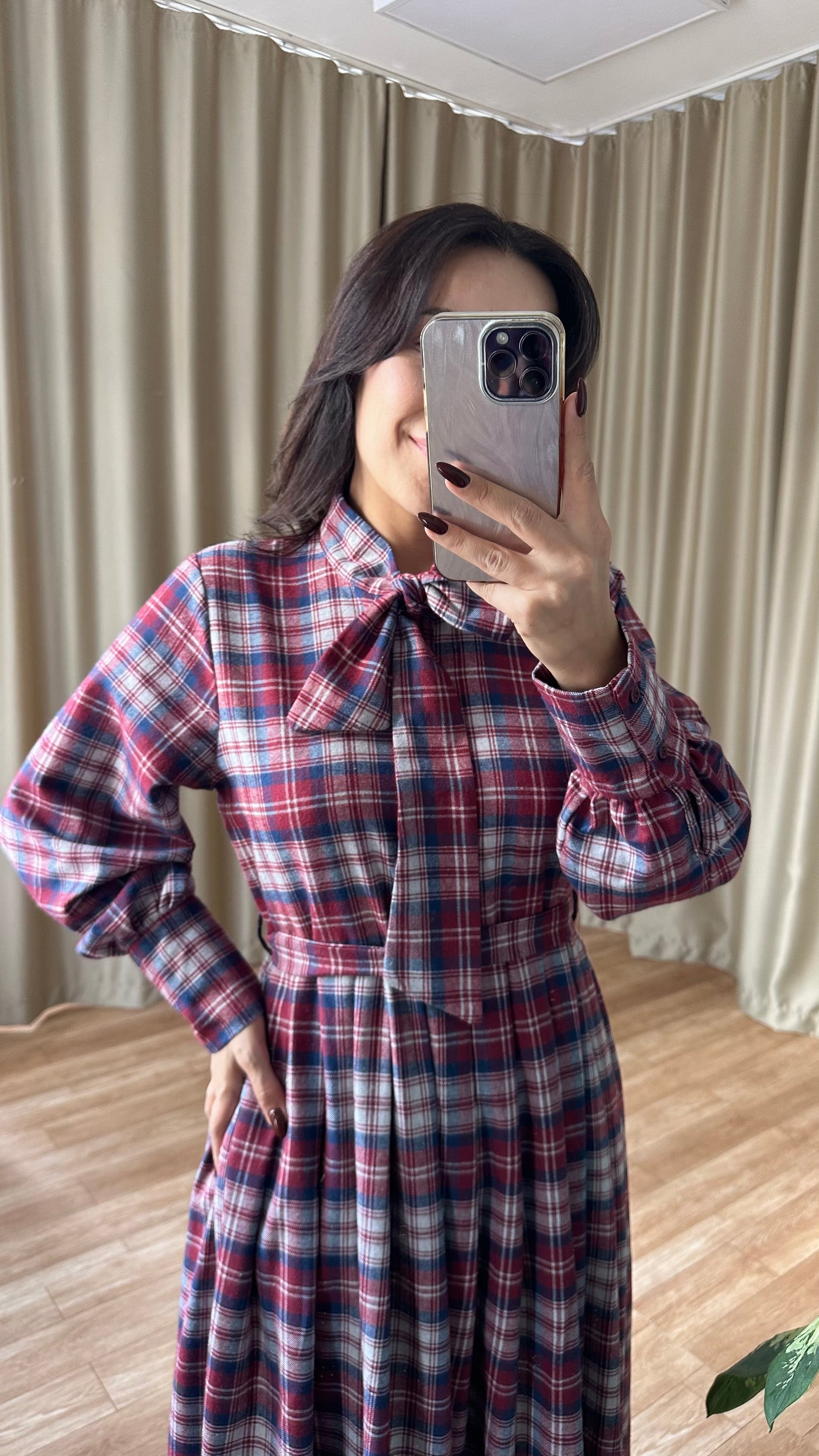 Ekose desenli elbise