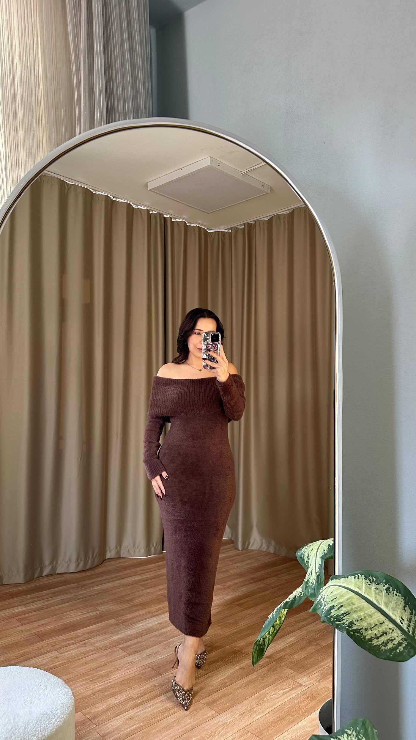 MADONNA YAKA kahve SAKALLI TRİKO ELBİSE - ön sipariş ‼️