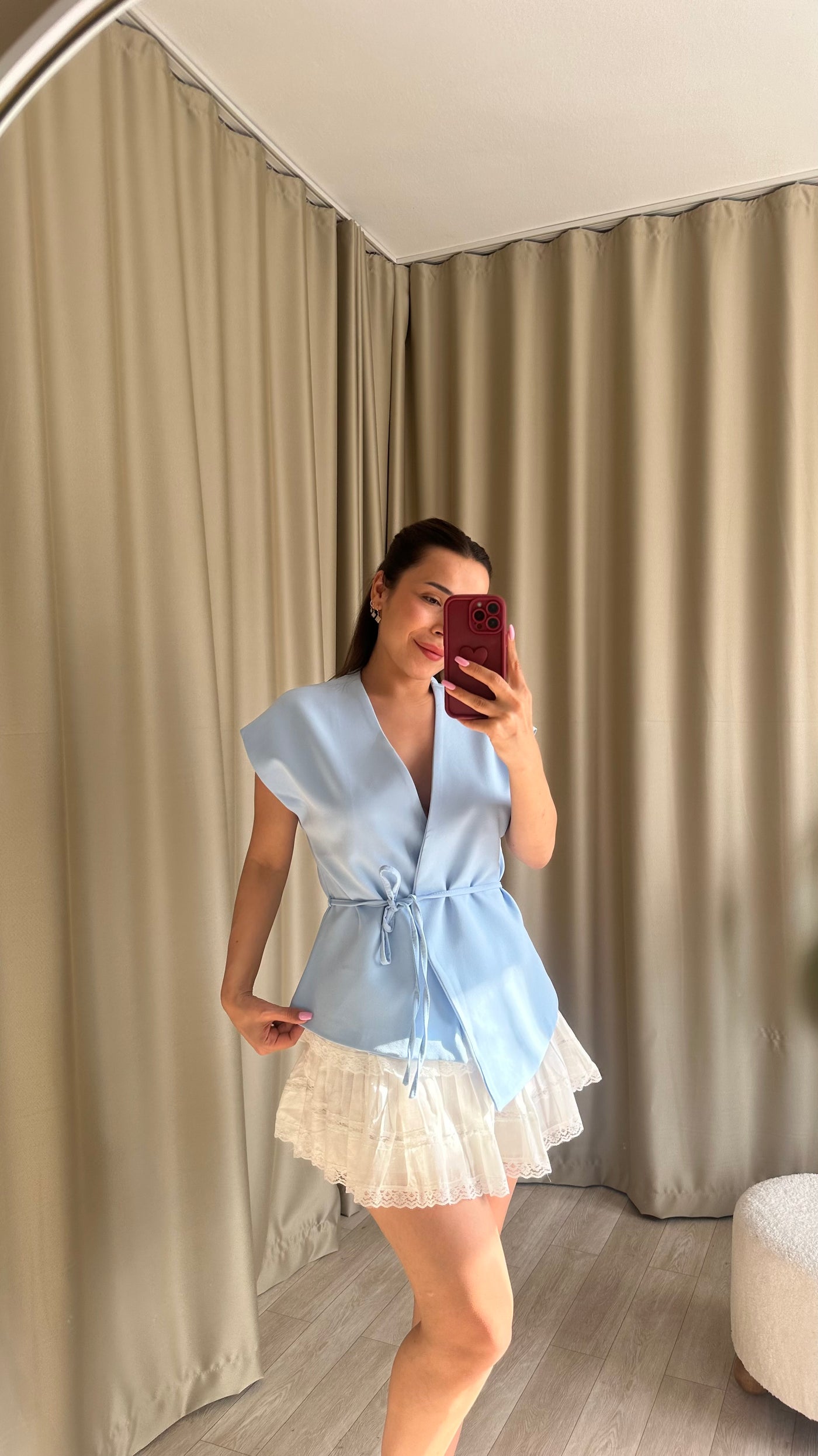 BEBE mavisi BELDEN İP KUŞAKLI YELEĞİMİZ