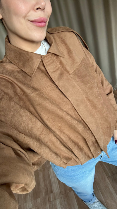 Taba süet bomber ceket