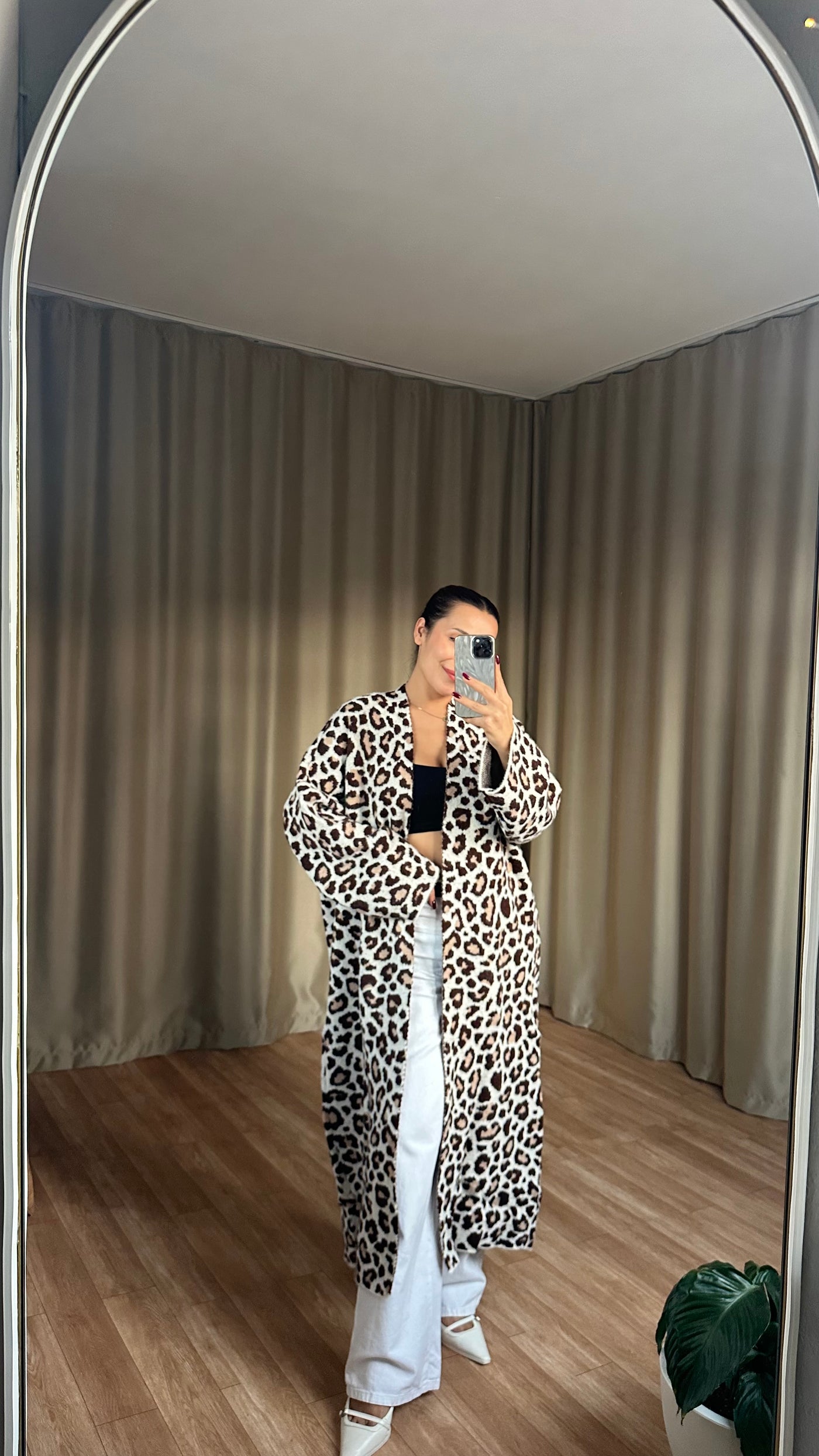 leopar şardonlu Yumoş desenli hırka