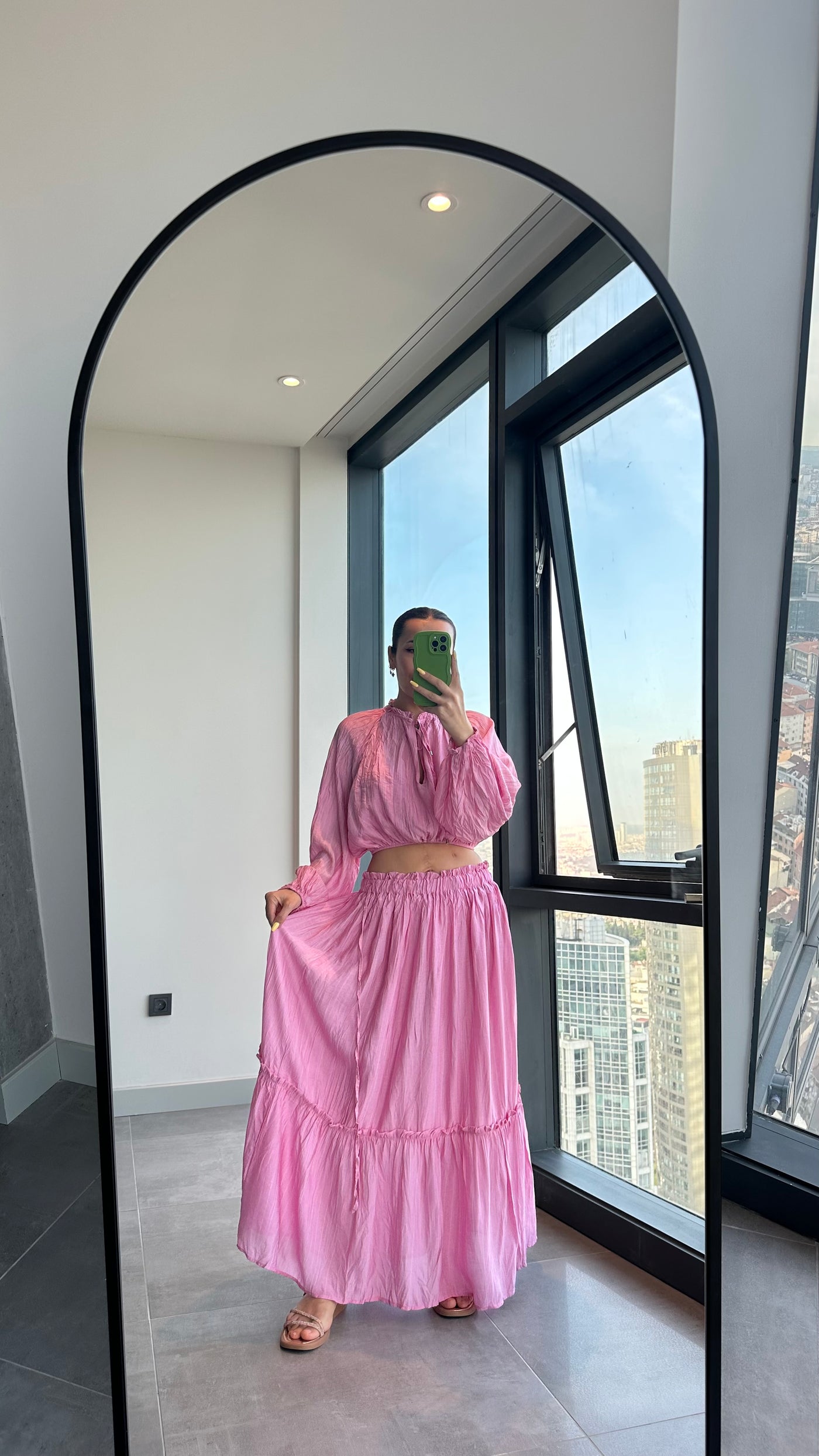 Pembe Kırışık Takım ( Tükenen Stok için bizlere yazınız :)