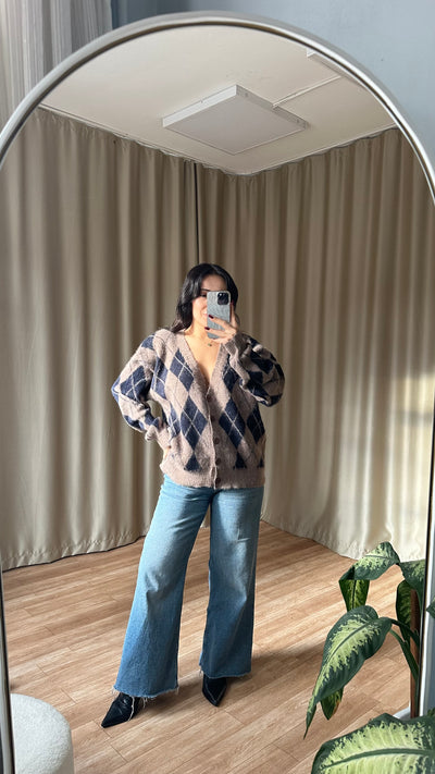 Vizon Baklava Desen Sakallı Salaş Hırka