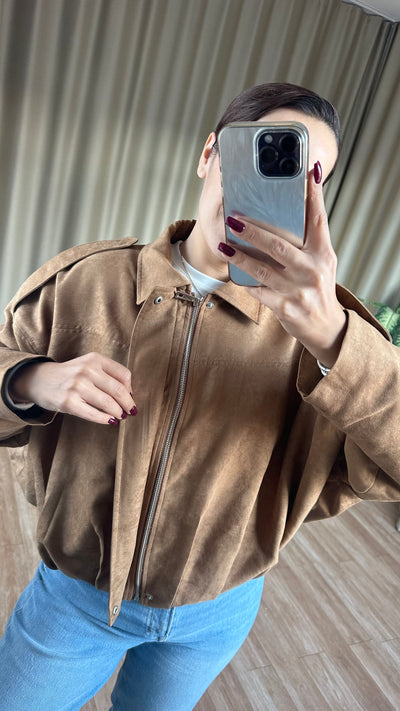 Taba süet bomber ceket