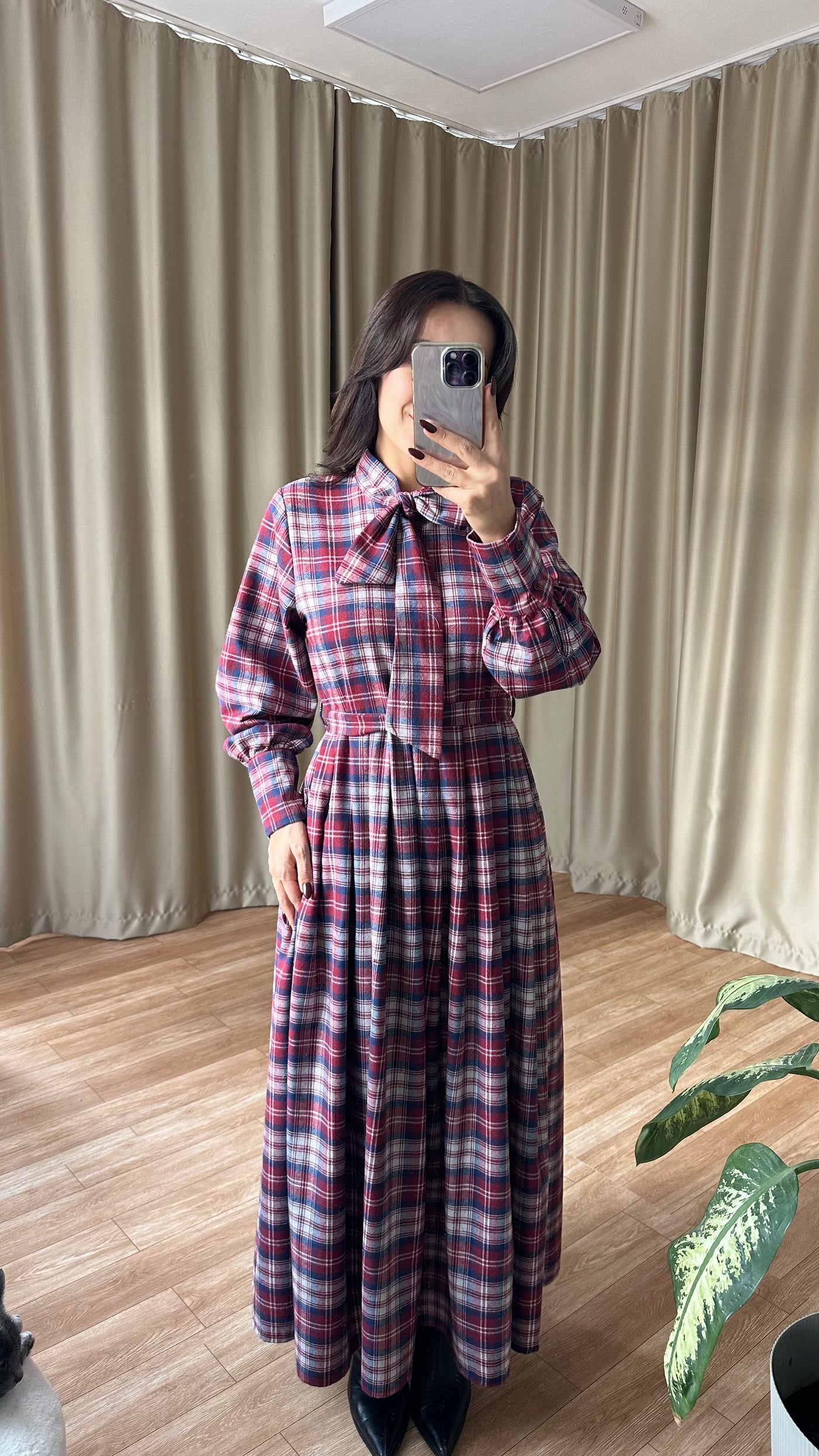 Ekose desenli elbise