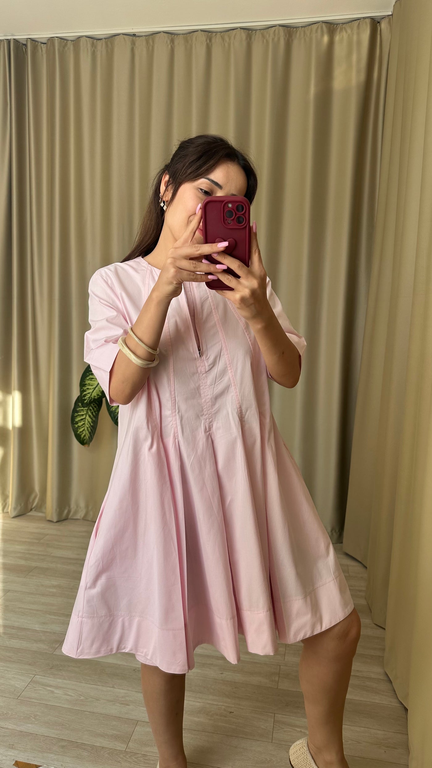 Pembe Volanlı Elbise