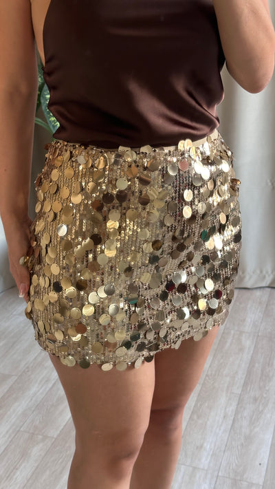 Gold payetli etek ( Ön sipariş )