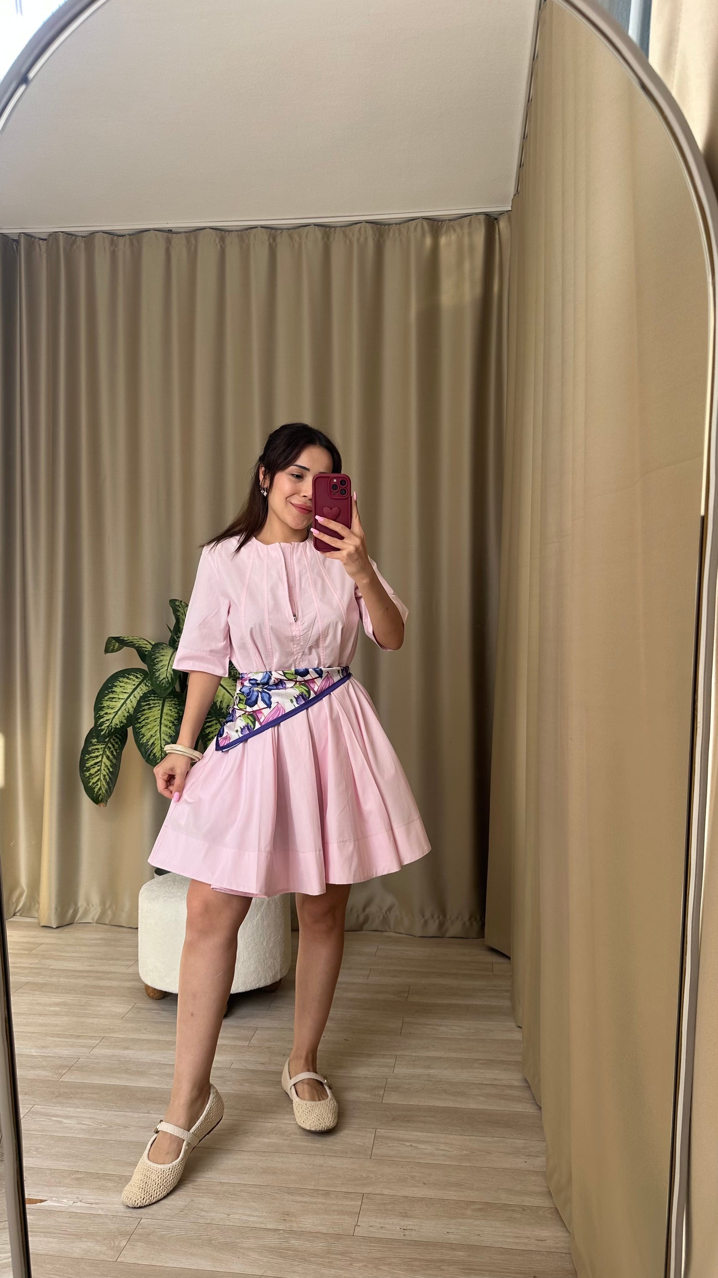 Pembe Volanlı Elbise