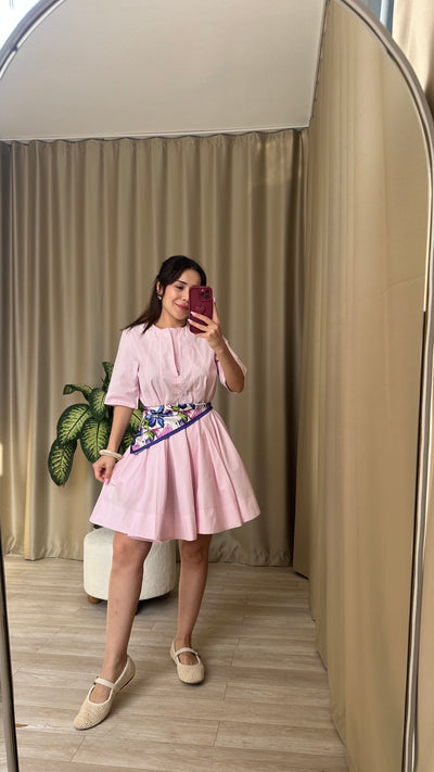 Pembe Volanlı Elbise