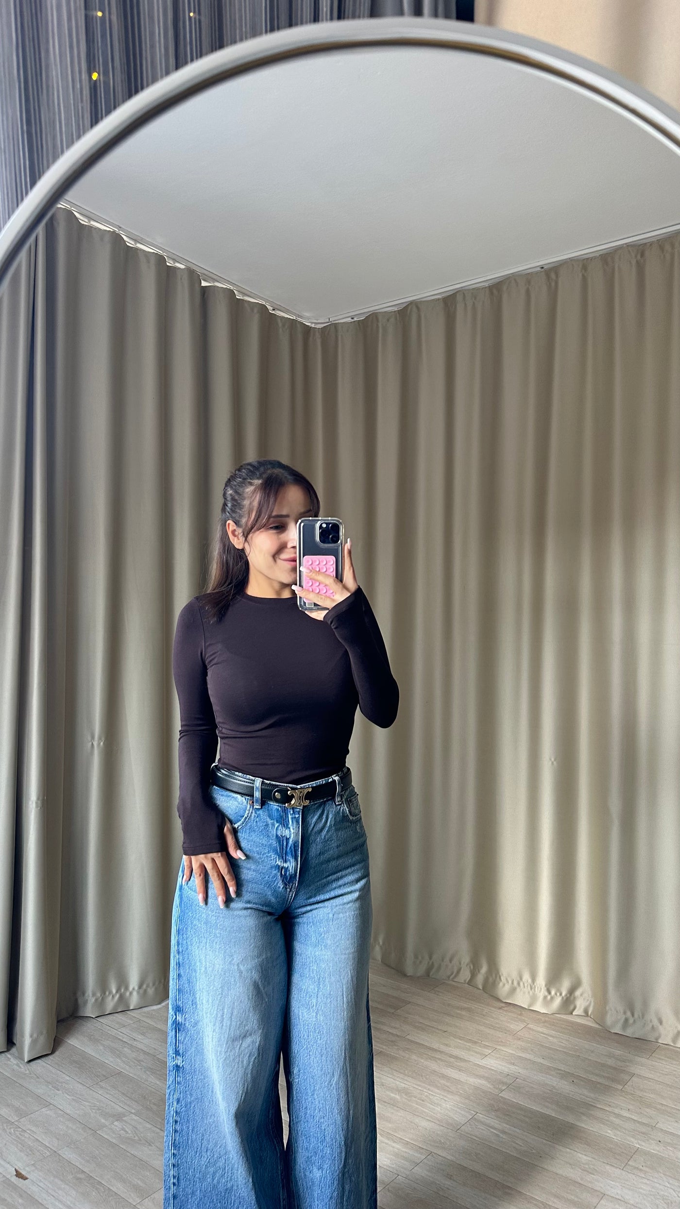 Oys Modal Kumaş Parmak Geçmeli Body acı kahve