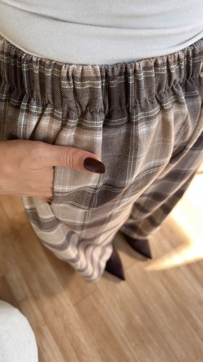 Kahve ekose pantolon