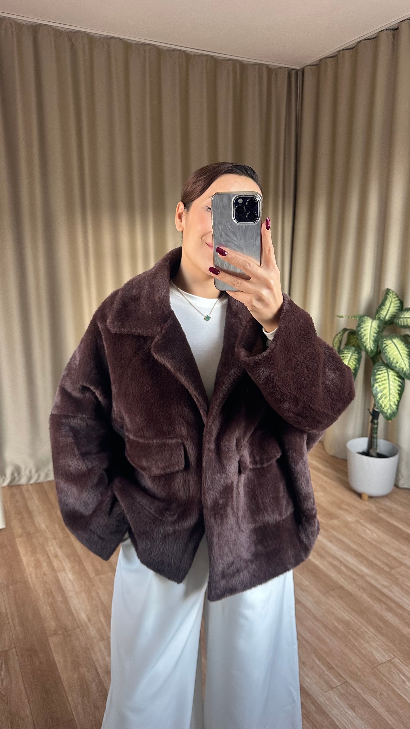 Acı kahve peluş kürk