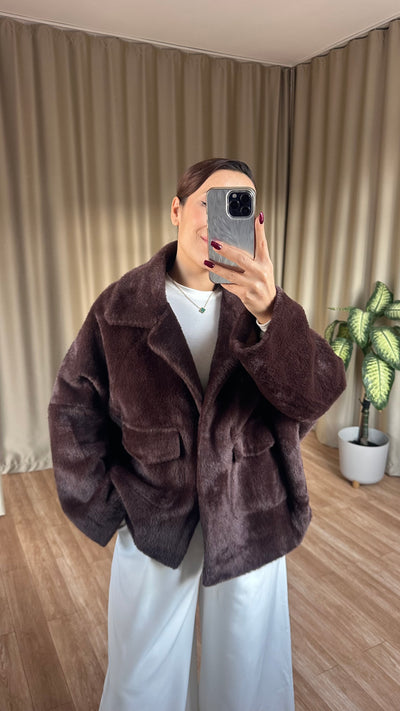 Acı kahve peluş kürk