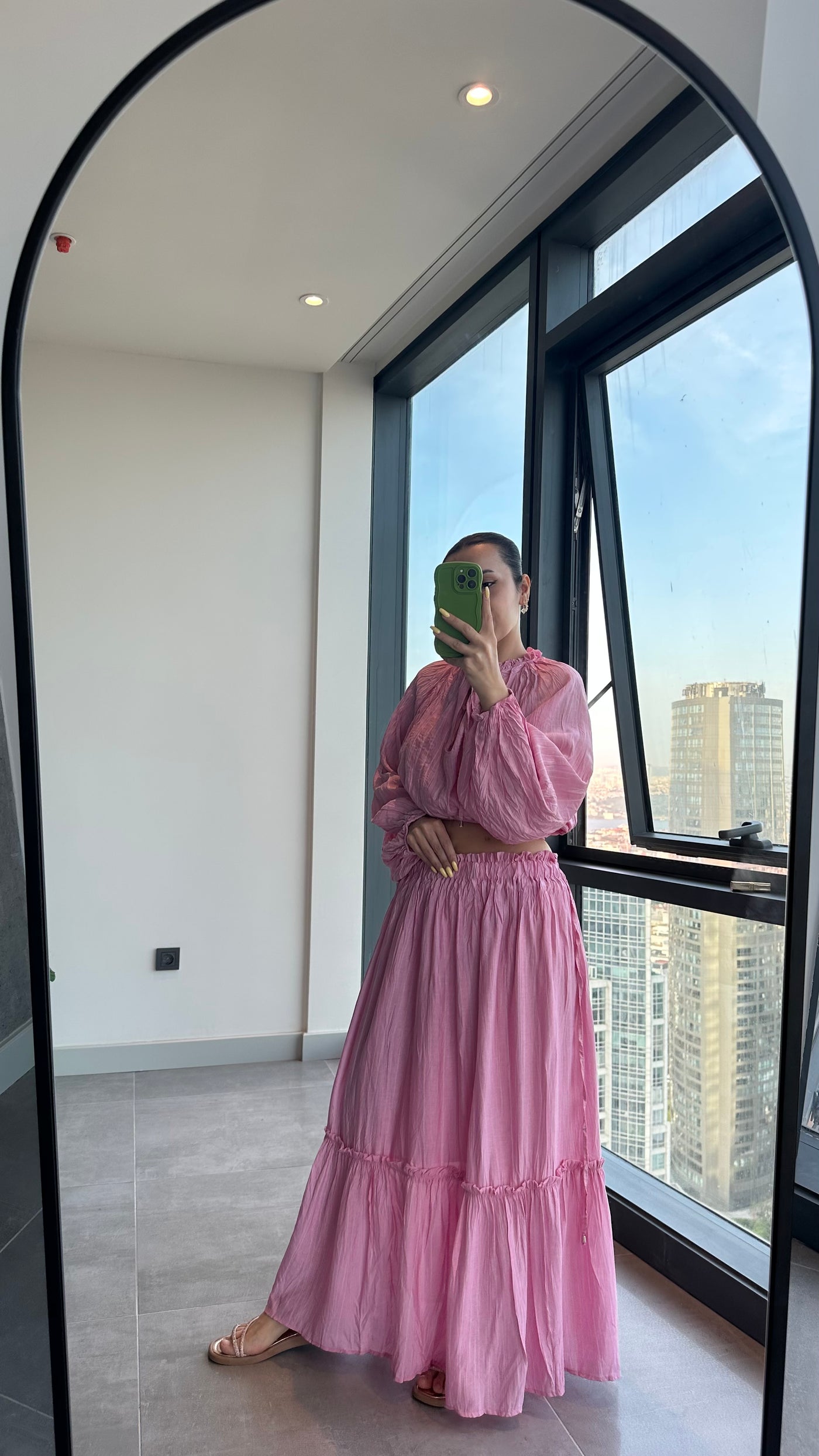 Pembe Kırışık Takım ( Tükenen Stok için bizlere yazınız :)