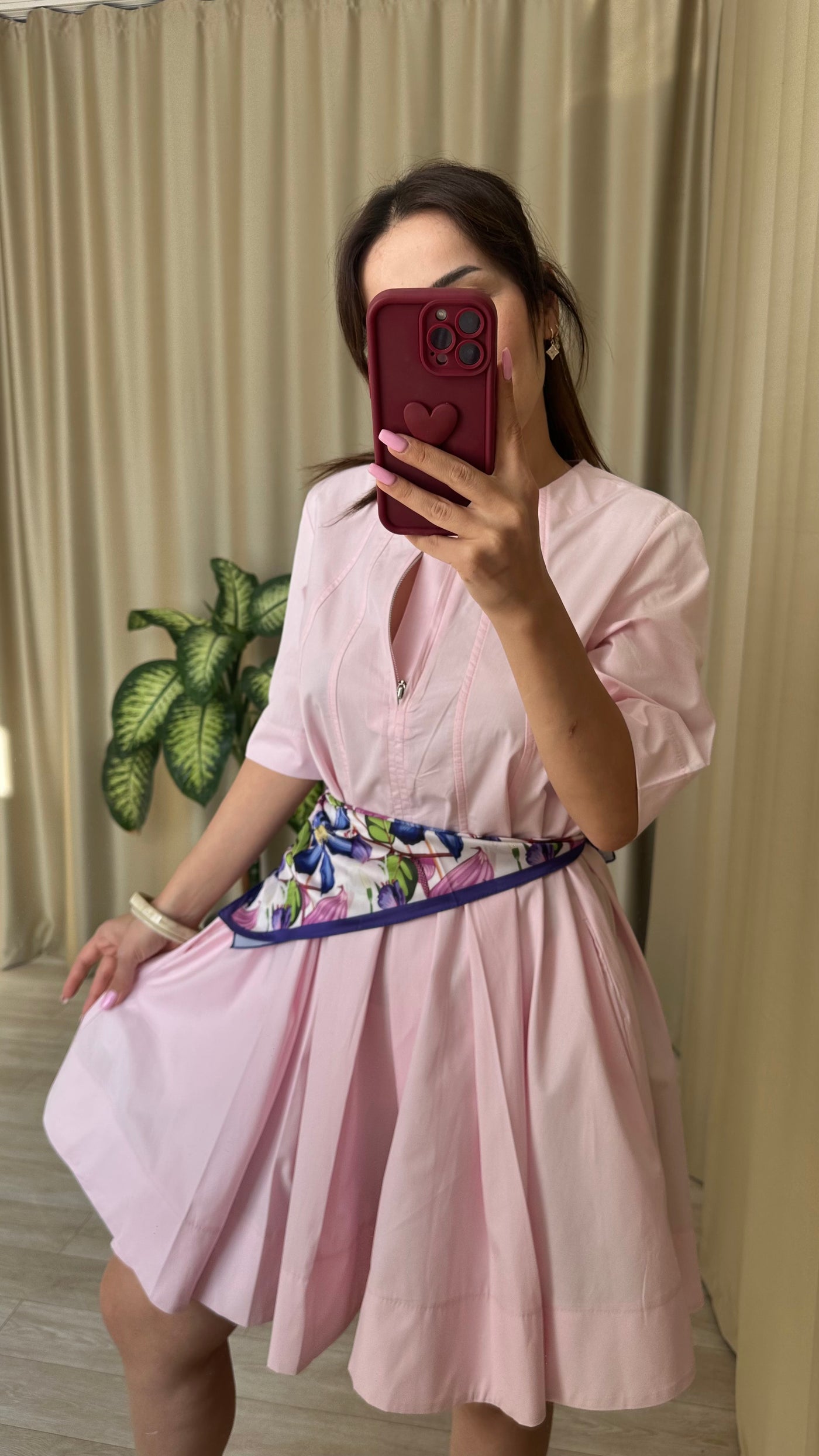 Pembe Volanlı Elbise