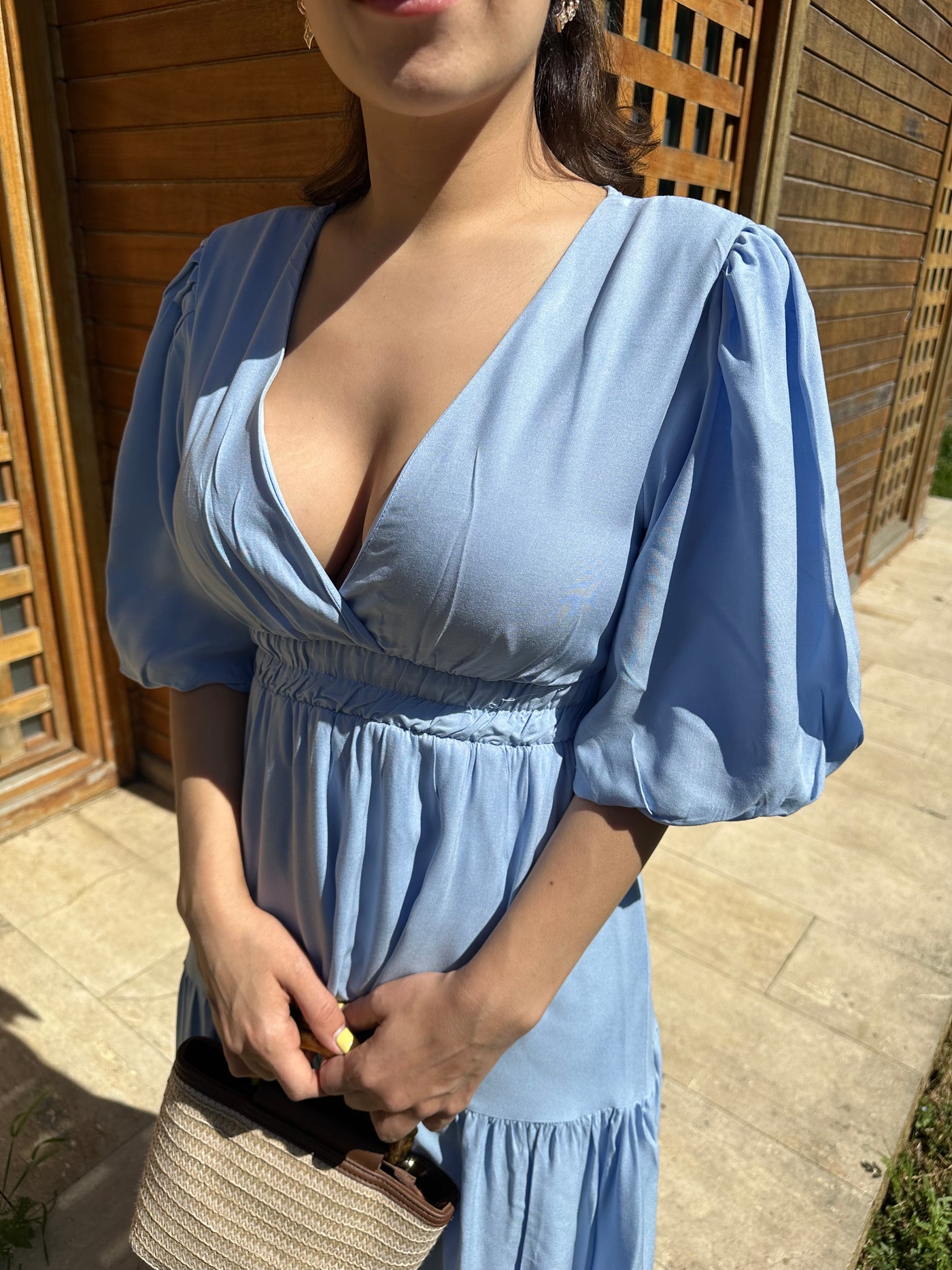 Balon kol bebe mavisi elbise