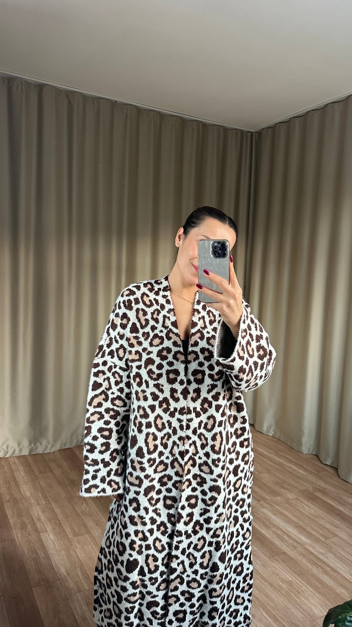 leopar şardonlu Yumoş desenli hırka