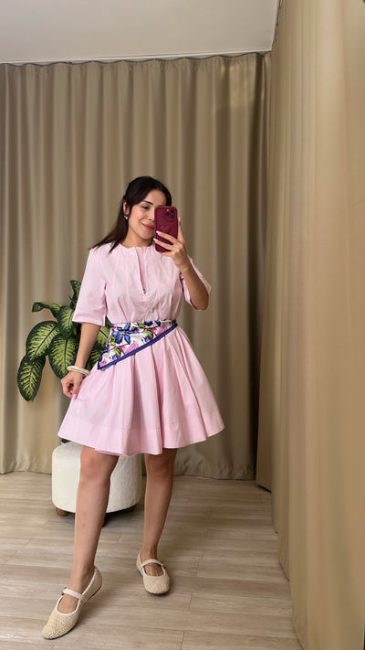 Pembe Volanlı Elbise