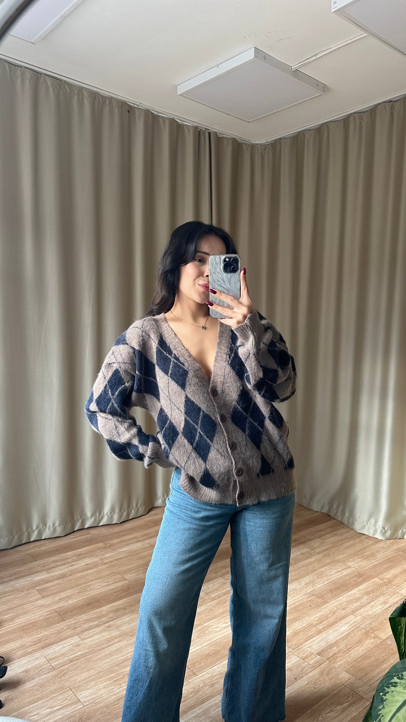 Vizon Baklava Desen Sakallı Salaş Hırka