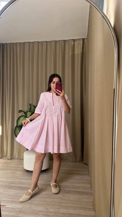 Pembe Volanlı Elbise
